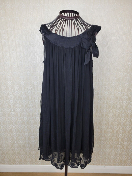 100% Silk Dress Black Strapless Goth Steampunk Party UK 8-10 Unknown