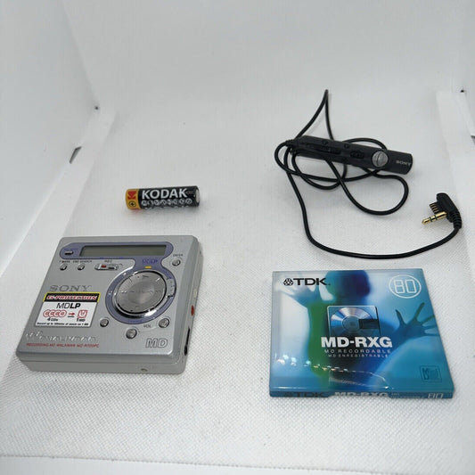 Sony MZ-R700PC MiniDisc Walkman Player Recorder Tested + Battery, Remote & Disc Sony