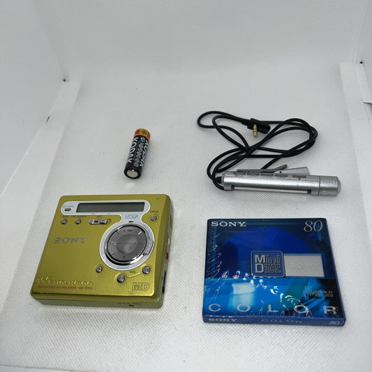 Rare Gold Finish Sony MZ-R700 Walkman MiniDisc Recorder + Remote, Battery & Disc Sony