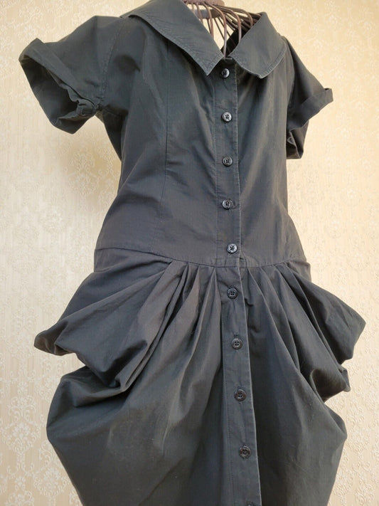 All Saints Tornquist Dress Black 100% Cotton Steampunk Size 10 Lovely Condition AllSaints