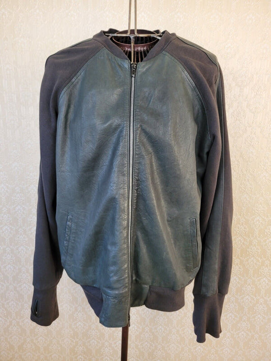All saints Mens Jacket GAME Leather & Cotton Bomber Size XL Good Condition AllSaints