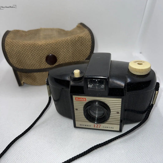 Vintage c 1957 Kodak Brownie 127 Film Camera With Case Kodak