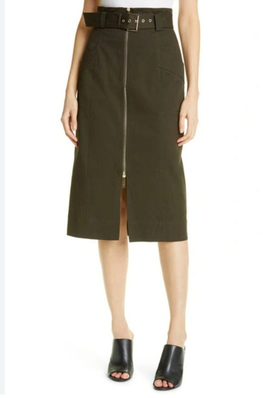 TED BAKER Women`s Skirt Janis Cotton Stitch Detail Khaki Size 2 UK 10 BNWT Ted Baker