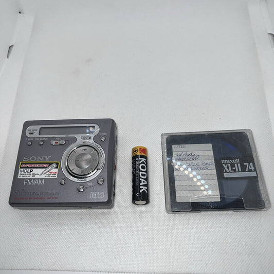 SONY MZ G750 Minidisc Player Recorder & Radio Player + Battery & Disc - Working Sony