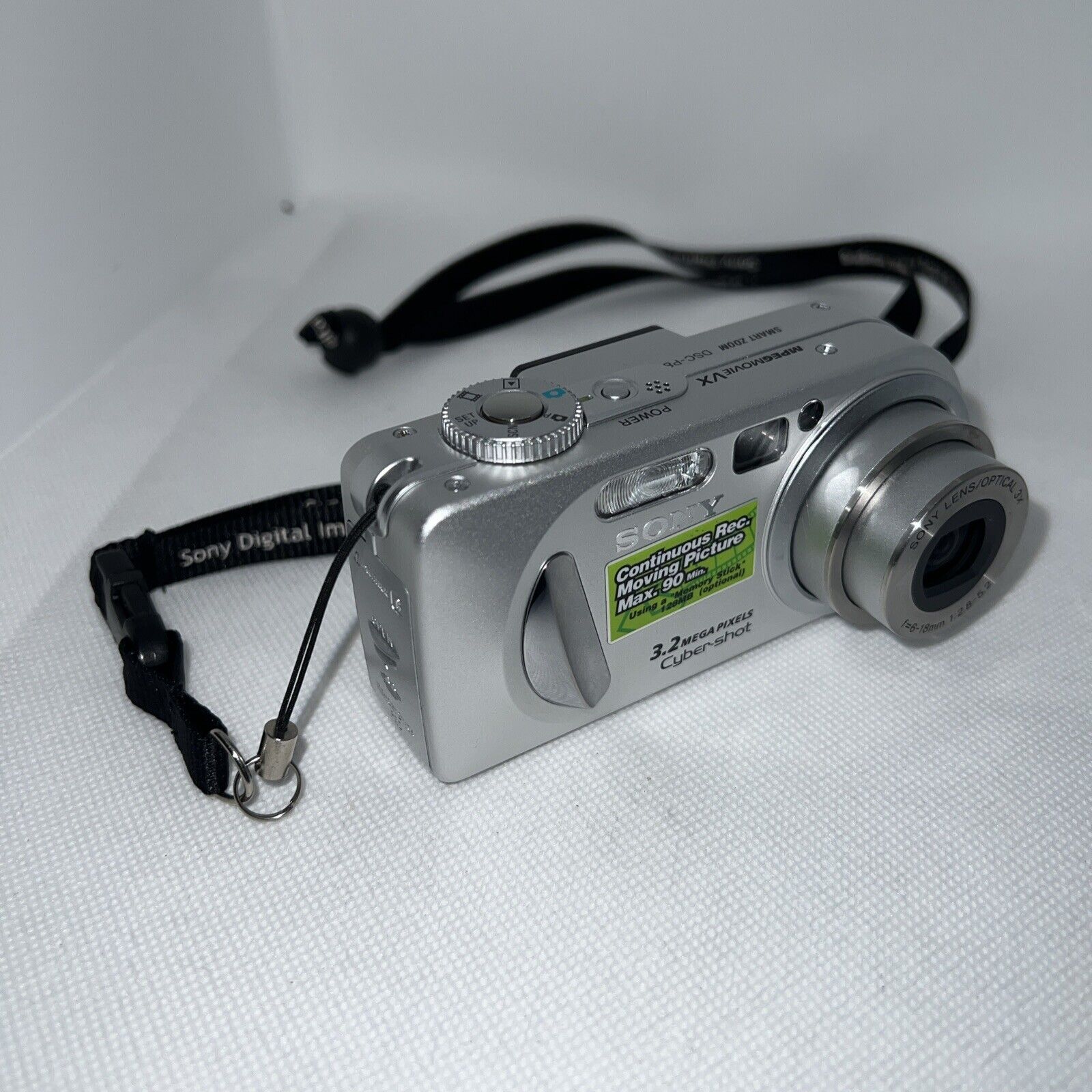 Retro Sony Digital Camera Cybershot DSC-P8 3.2MP Silver Tested + Accessories Sony
